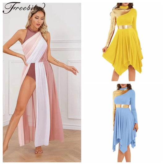 Adults Liturgical Praise Dance Dress Women Lyrical Performance Costume Modern Contemporary Dress Celebration of Spirit Dancewear