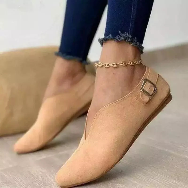Women Loafers Retro Pointed Toe Suede Flat Shoes Summer Slip on Casual Shoes Female Feetwear Zapatos De Mujer Plus Size 35-43