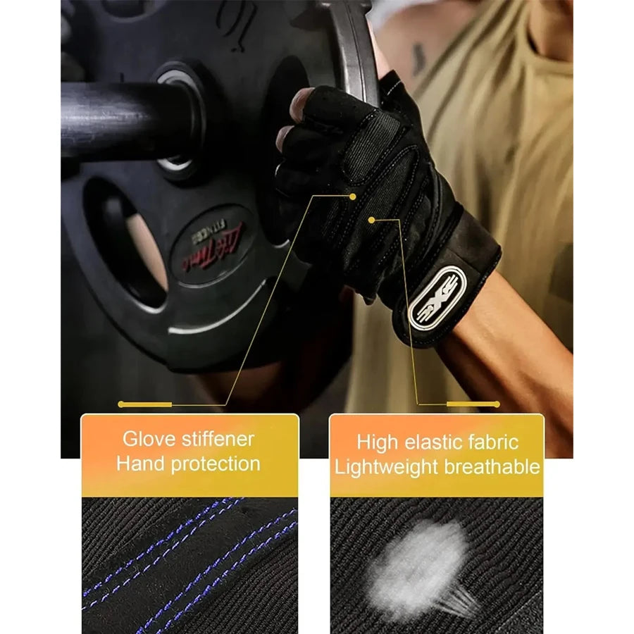 Ventilated Weight Lifting Gym Workout Gloves with Wrist Wrap Support for Men & Women,Full Palm Protection,for Weightlifting