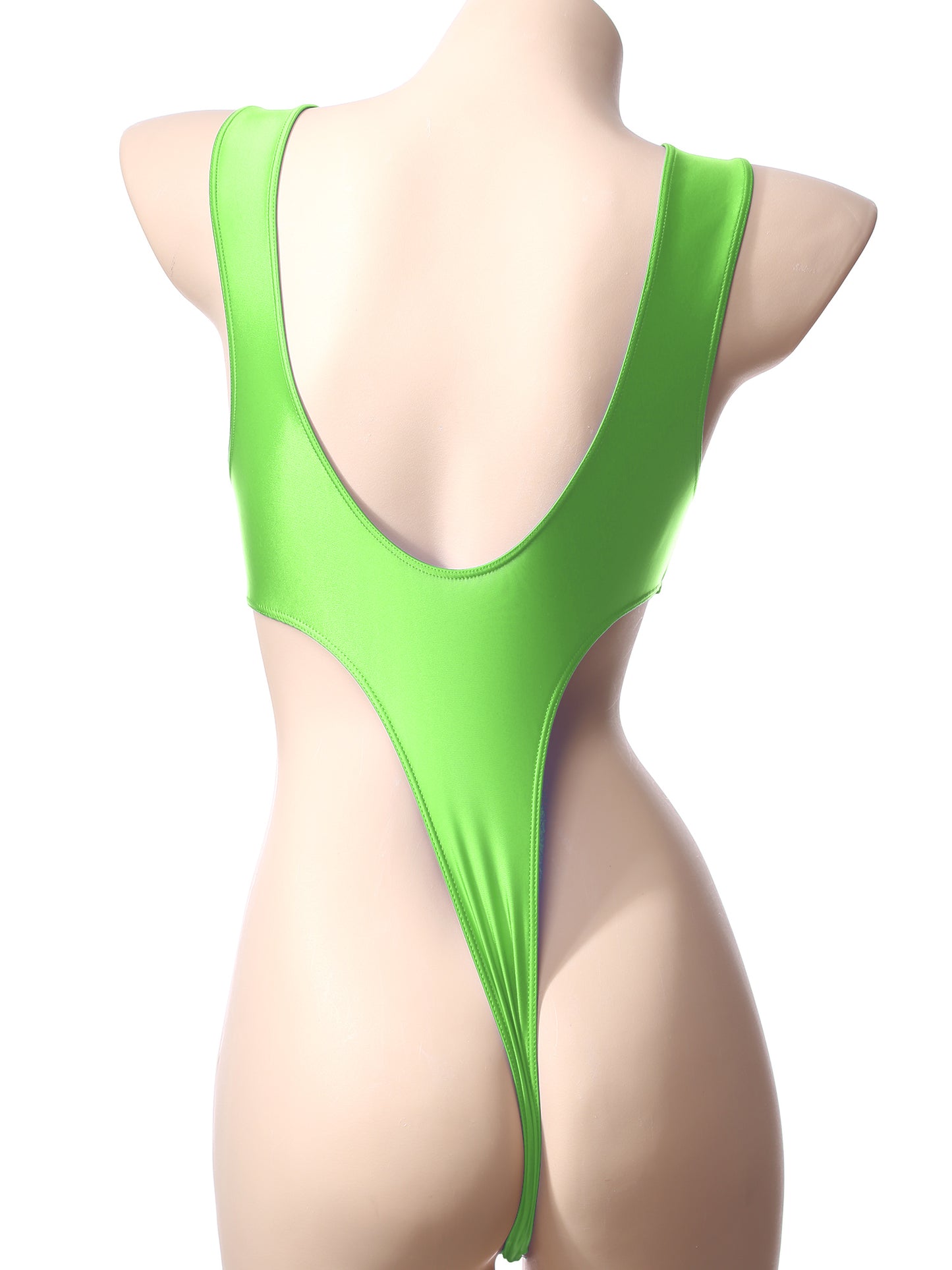 Women Bathing Suit Solid Color Swimsuit Glossy Backless High Cut Dance Yoga Bodysuit Underwear Swimwear Leotard Beachwear