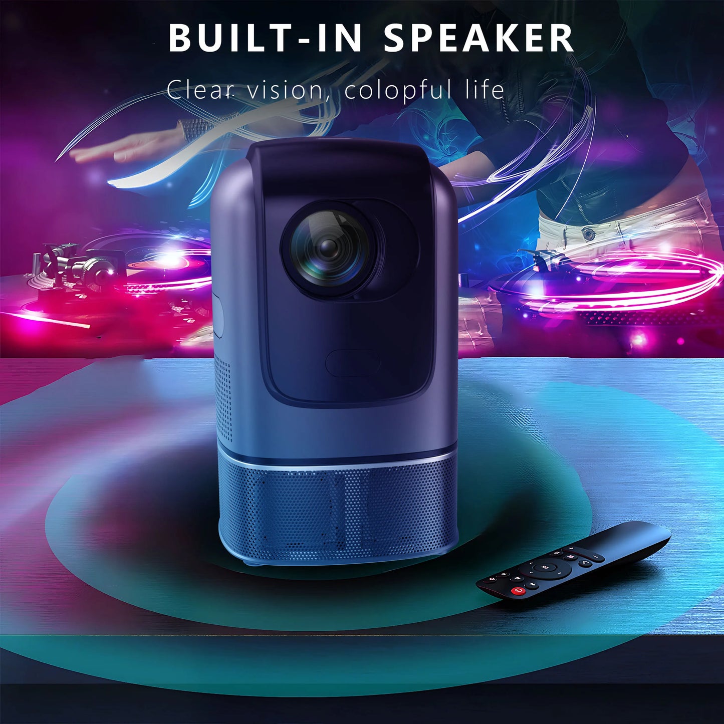 Projector Android Native 1080p Support 4K with Built in Stand with WiFi and Bluetooth , for Home Theater Support HDMI