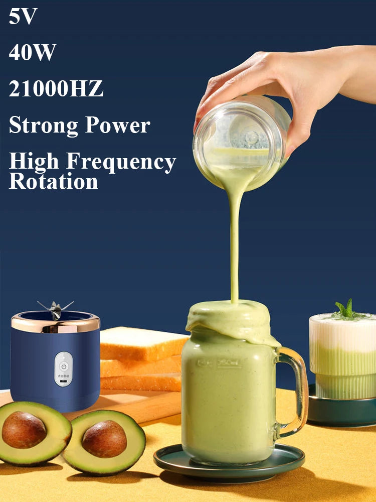 Portable Juicer Cup Smoothie Blender 6 Blade Blender Bottle Household Fruit Juicer Cup USB Rechargeable Juicer Kitchen Tool
