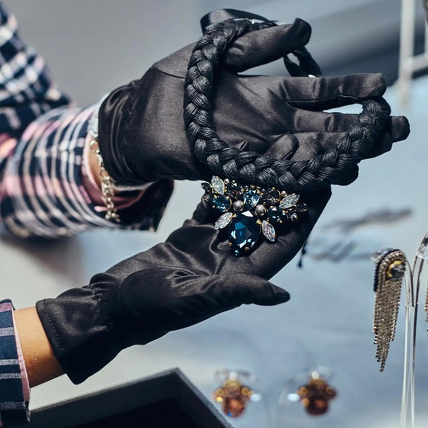 Jewelry gloves black Soft Fashionable for Etiquette Jewelry Appreciation Quality Inspection Unisex Labor Protection Gloves
