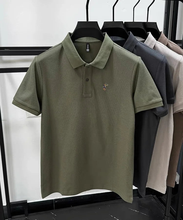 100% pure cotton new men's short sleeve summer comfortable breathable polo shirt high-end brand designer embroidered T-shirt top