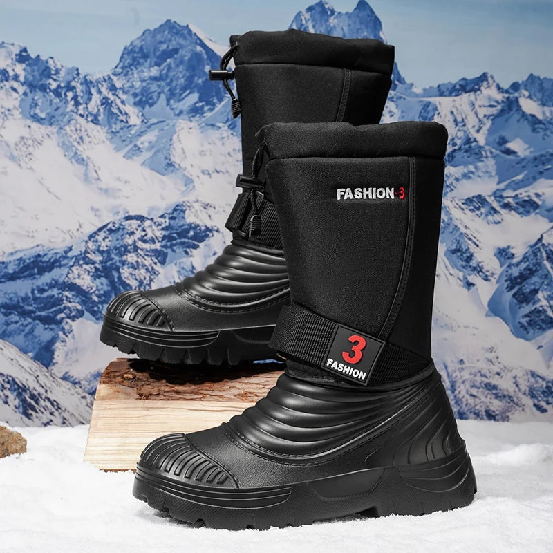 Men's New Snow Boots for Autumn and Winter, Fleece-Lined and Thickened, Cold-Proof, Outdoor Warm, Waterproof, Anti-Skiing, Hiking