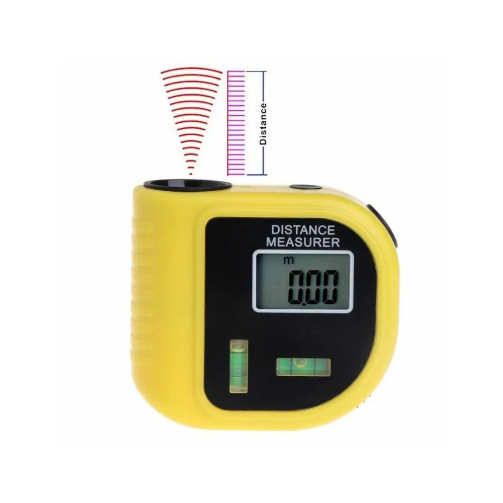 Mini Ultrasonic Digital Tape Measure Laser Range Finder Distance Meter & Laser Pointer Rangefinder Level Tool 18M