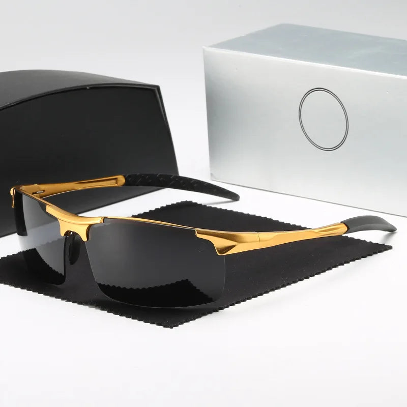 Men's Polarized Protective Glasses UV Sunshade Glasses Trendy Outdoor Cycling Driving GlassesAluminum Magnesium Sunglasses
