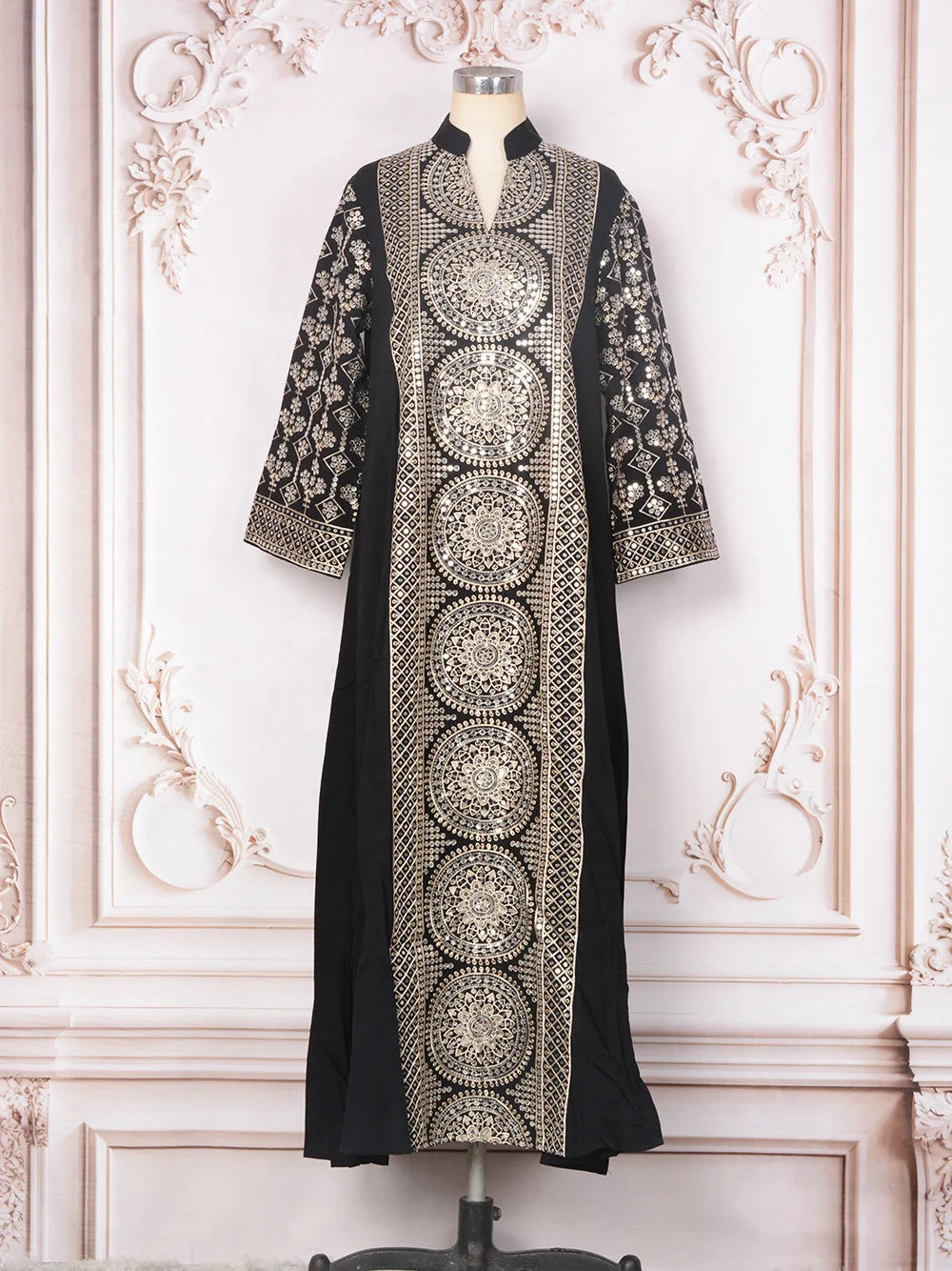 Women Elegant Dresses Eid Muslim Sequins Maxi Dress Jalabiya Morocco Party Robe Evening Dresses Dubai Abaya Kaftan Arab Vestidos