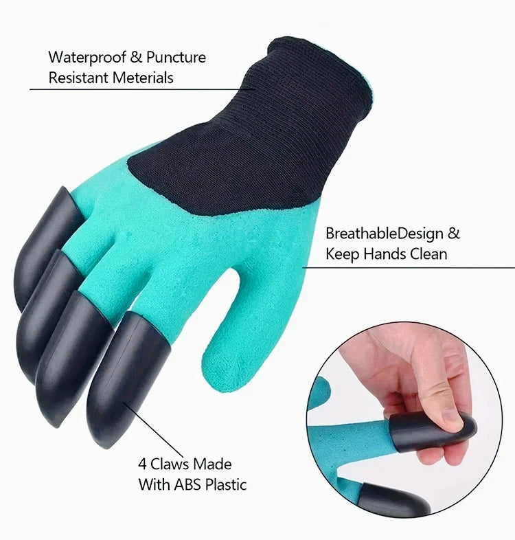With Claws Gardening Gloves Stab Resistant Waterproof Wear-resistant Grass Pulling Soil Digging Security Protection Garden Glove