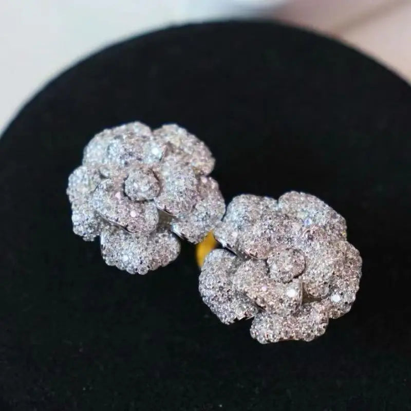 Sterling SILVER Stud Earrings for Women Rose Flower Designer Luxury Original Earring Real Money