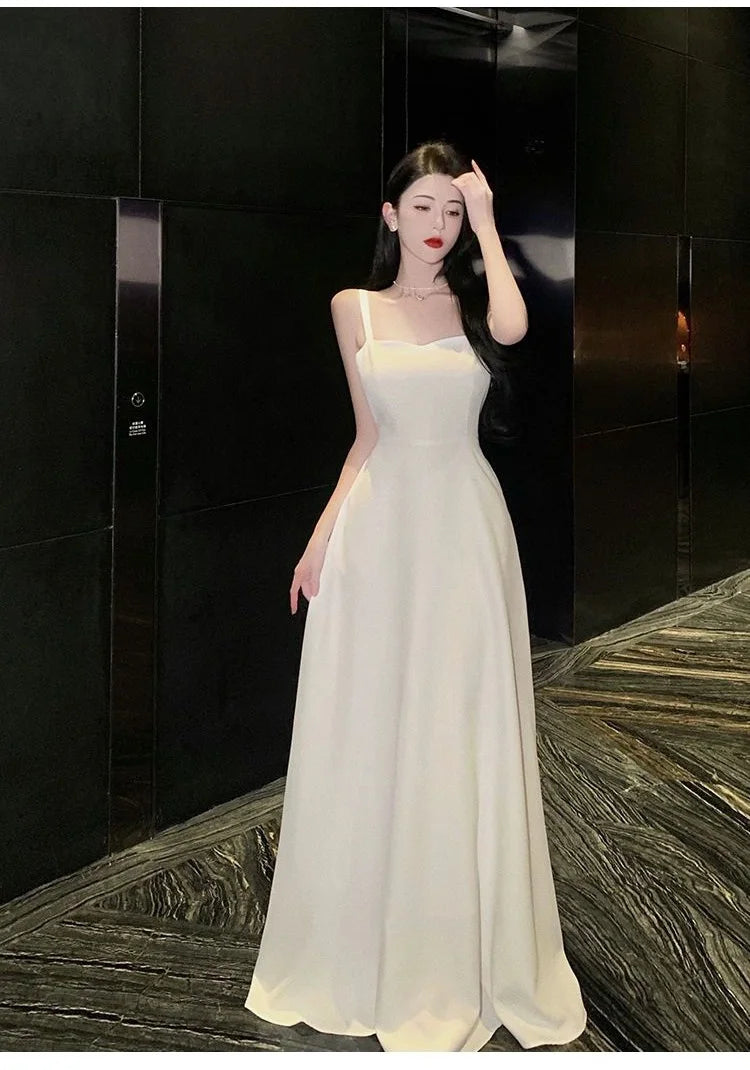 Chic Evening Dresses Dress Women's Elegant Banquet High-End Travel Vacation Photo Dress New Summer Long Sling Dress