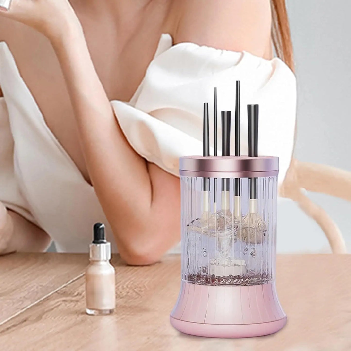 Makeup Brush Cleaner, Rechargeable Cosmetic Brush Cleaner Machine, Makeup Brush Cleaning Tool,Multifunctional Drying Accessories