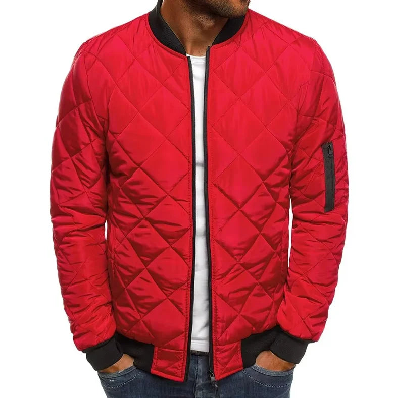 Winter New Jacket Men's Baseball Collar Mesh Pressed Lightweight  Jacket Vintage Flight Casual Long Sleeve
