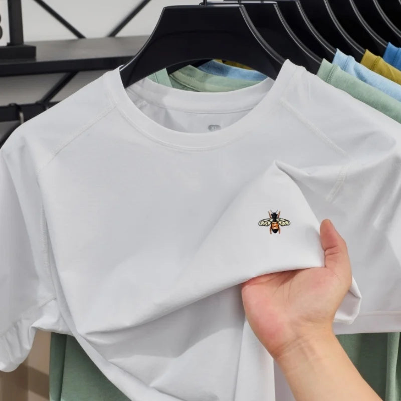 New Men's 100% Cotton Fashion Round Neck Short Sleeve T-shirt for Summer 2026, Business, Leisure, Comfortable and Breathable