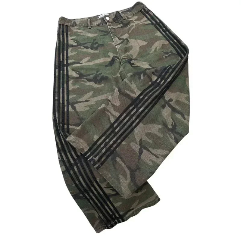 Men's pants camouflage sweatpants retro trend classic women's pants oversized loose wide-legged pants street versatile jeans
