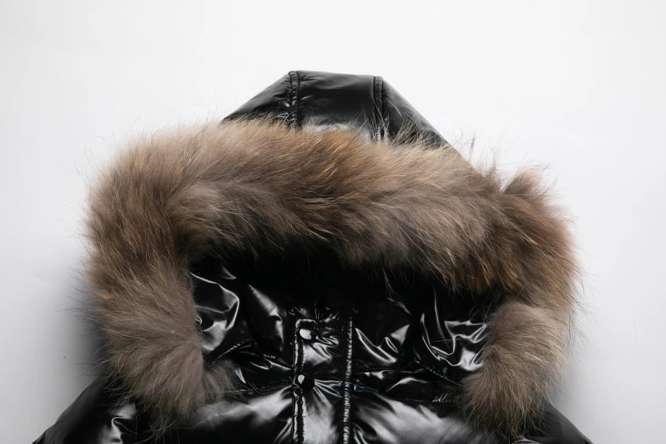 2025 Winter Down Jacket For Girl Real Fur Waterproof Shiny Thicken Warm Boy Winter Outerwear Coat 1-8 Years Kids Parka Outfit