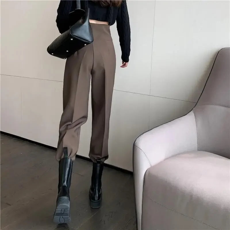 Pants Women Trendy Harem Full Length Trousers Solid High Waist Leisure All-match Newest Popular Classic Daily Vintage Streetwear