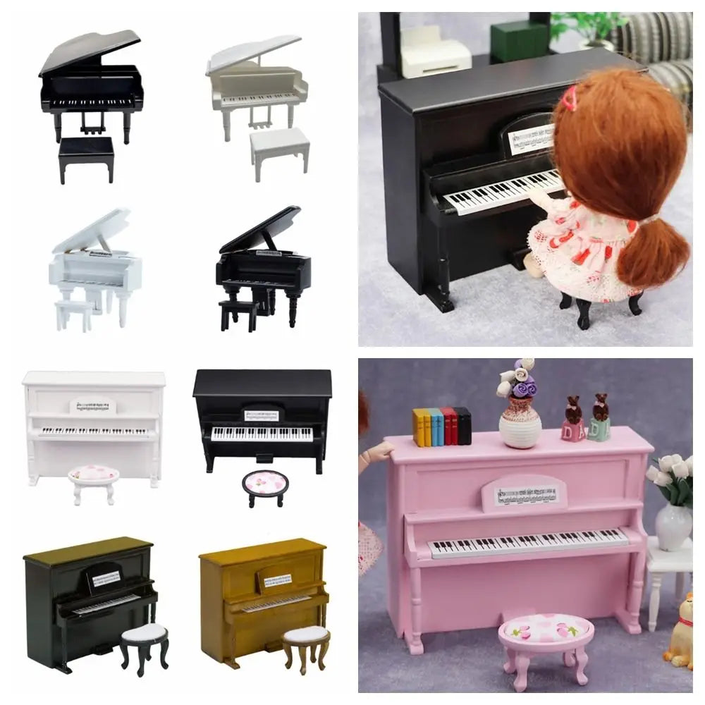 Playing House Dollhouse Musical Instruments 1/12 Doll Piano Craft Wood Multicolor Miniature Pianoforte Doll Accessories