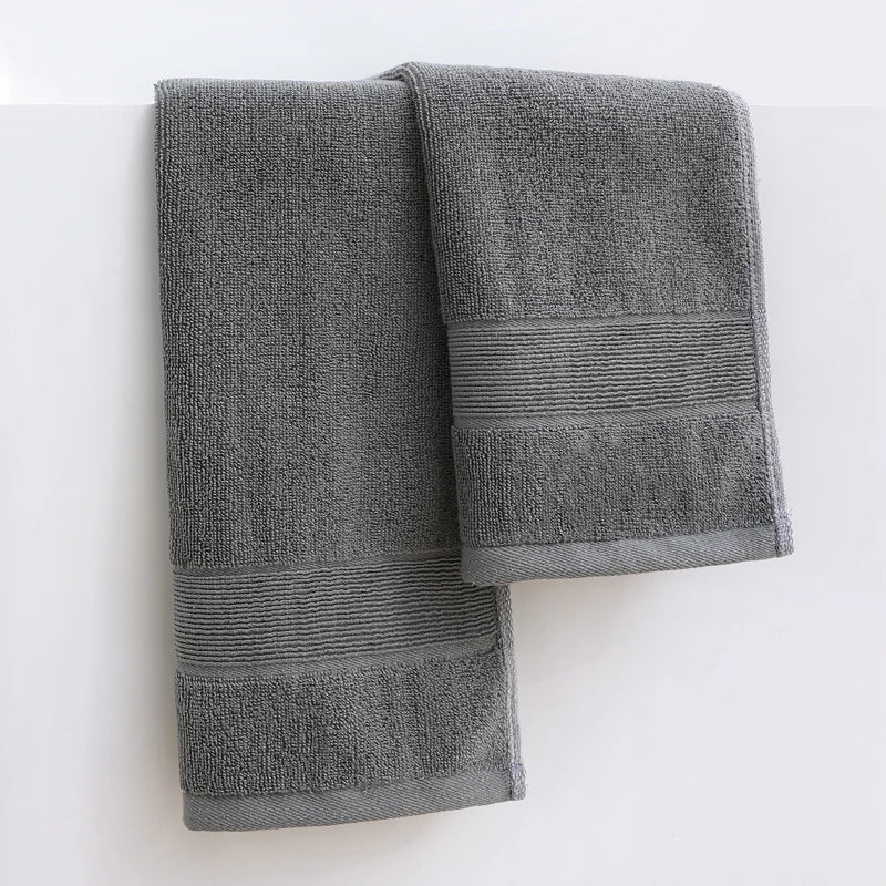Battilo Cotton Bath Towel Soft Absorbent Face Hand Towels Luxury Hotel Spa Bathroom Towel Solid Beach Towel 2Pcs Bath Towel Set