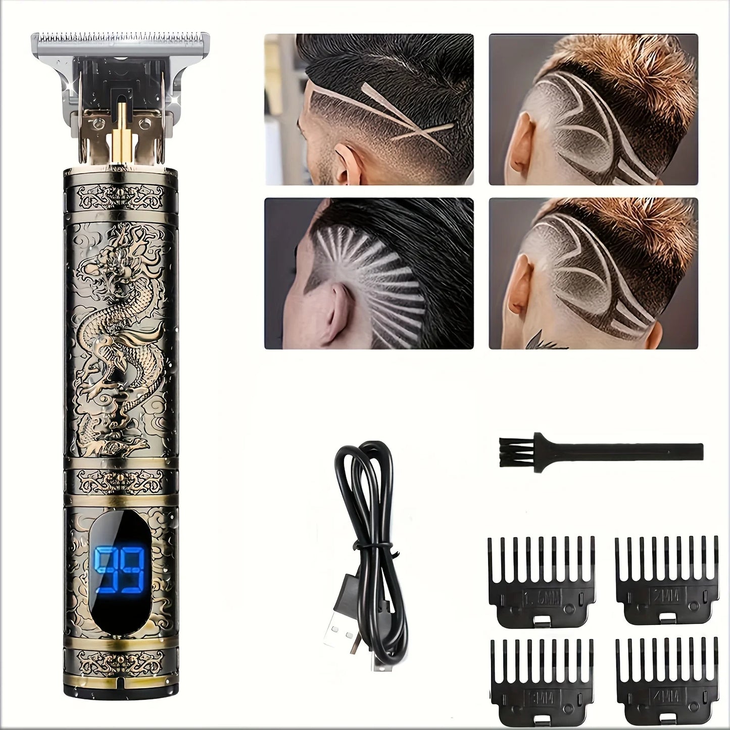 Electric Hair Clipper With LCD Display Oil Head Hair Cutting Machine Hair Beard Trimmer Rechargeable USB Shaver For Men Father
