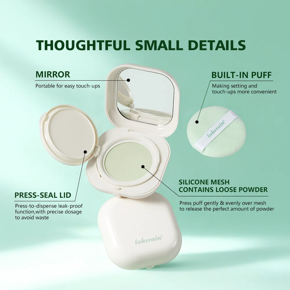 Lakerain Blurring Oil Control Powder Smooth Matte Finish Sweat Humidity Resistant Leak-Proof Design Blurring Hydrating Powder