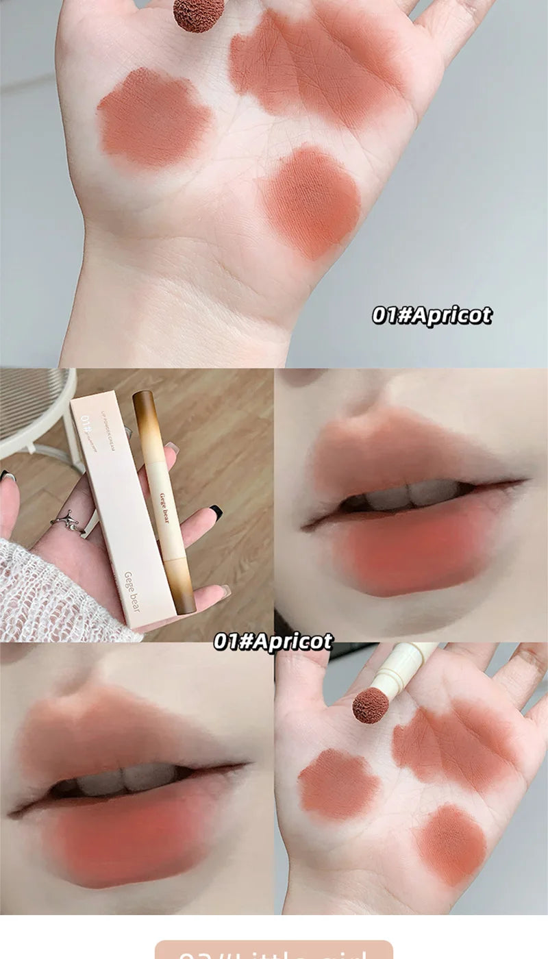 Gege Bear Velvet Matte Lip Powder Cream — Soft Velvet Finish, Natural-Looking and Skin-Tone Enhancing, Long-Lasting,