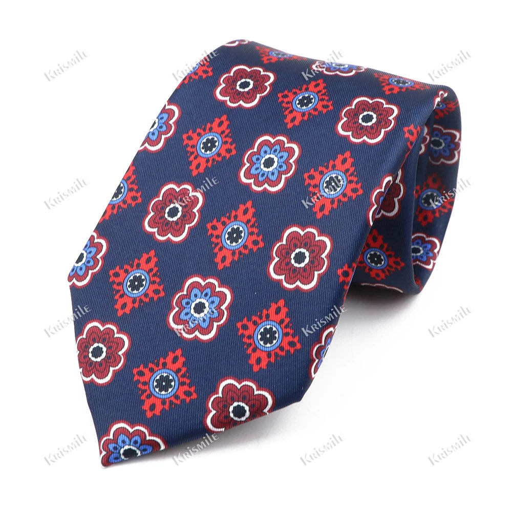 New Design Bohemian Style Necktie For Men Silk Touch Soft Blue Red Yellow Necktie Fit Wedding Party Business Office Accessory