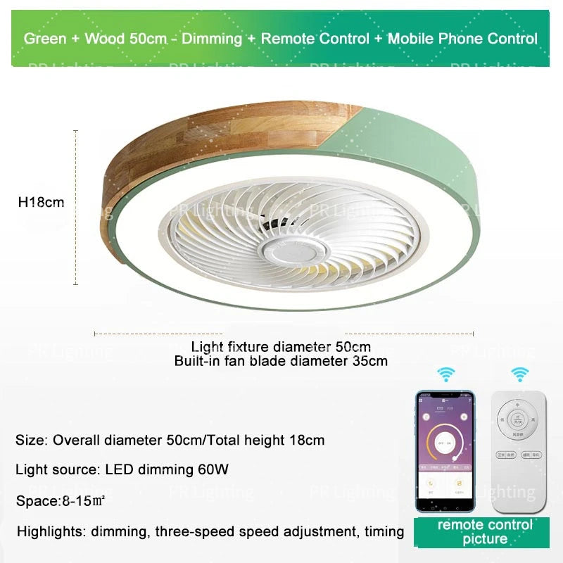 LED Fan Light Ceiling Lamp Household Modern Simple Bedroom Restaurant Invisible Ceiling Fan Light Living Dining Table Room Decor