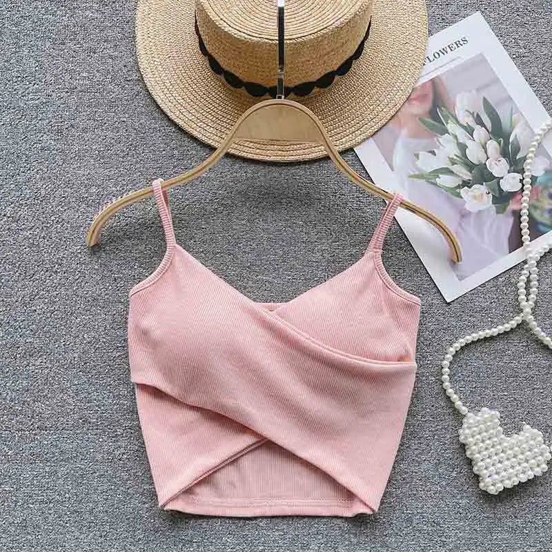Summer Women's Ribbed Slimming Tank Top Built-in Bra Super Stretch Cross Back Bralette Sexy Layering Camisole Daily Topks