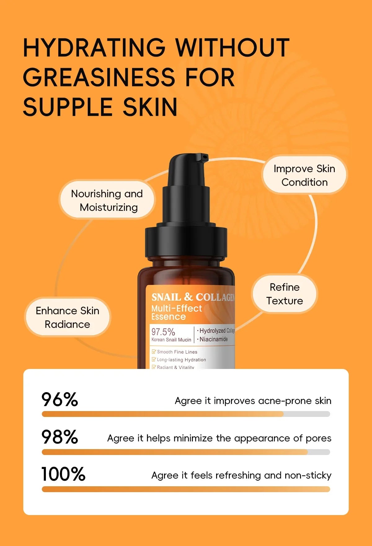 Quiyum 3 Step Set 97.5% Snail Mucin Collagen Hydrating Glowing Skin Korean Skincare