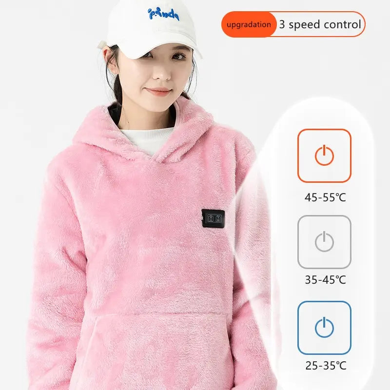 USB Infrared 9 Heating Areas Hoodies Sweater Winter Electric Heated Sweater Waistcoat For Sports Hiking Oversized M-6XL