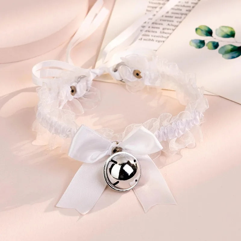 Japanese Bow Lace Lace Bell Necklace Choker Collarbone Neck Accessory Sexy Sweet Soft Girl Neck Strap Cos Maid Collar