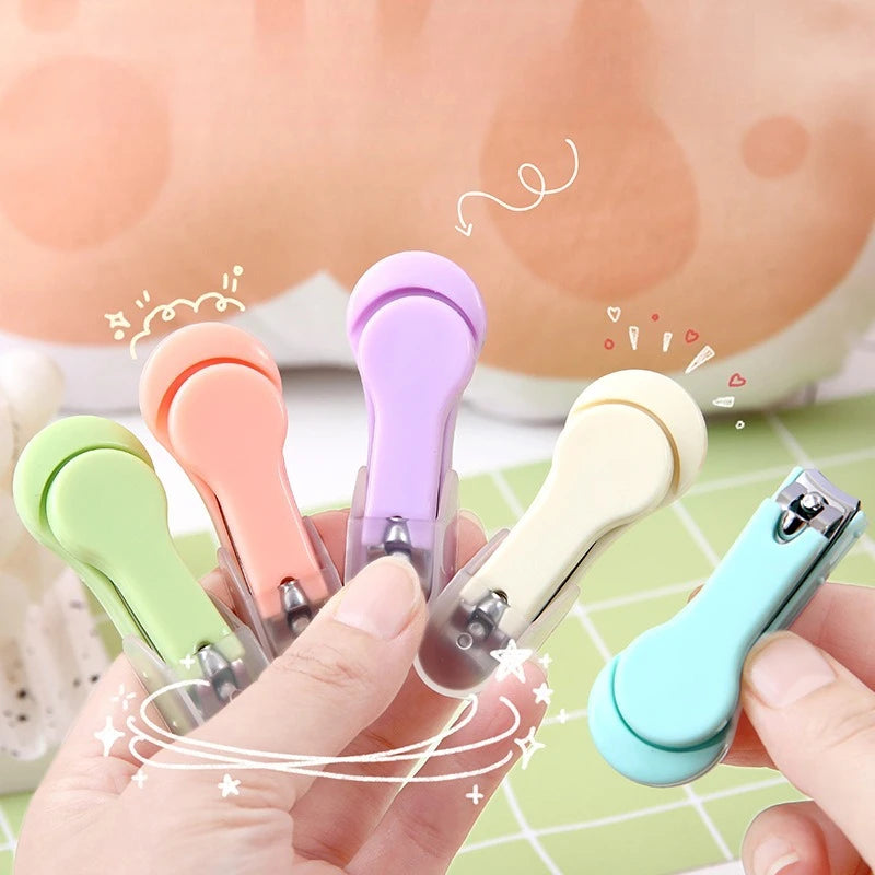 Nail Clipper Anti-Splash Portable 1pc Stainless Steel Cute Macaron Colors Compact Design Home Travel Manicure Nail Tools