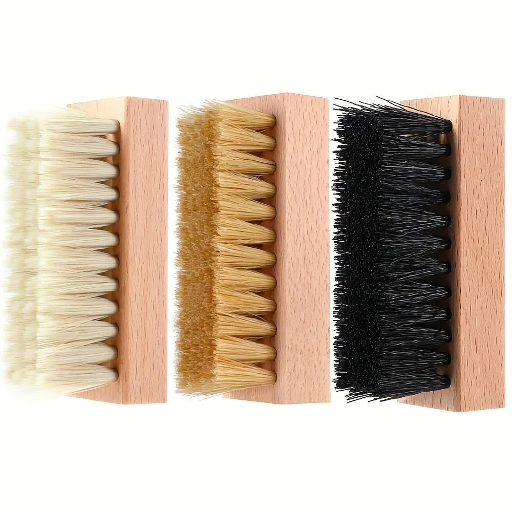 1pc Wooden Handle Shoe Cleaning Brush Horse Hair Wood Brush Leather Shoe Care and Cleaning Shoe Brushes