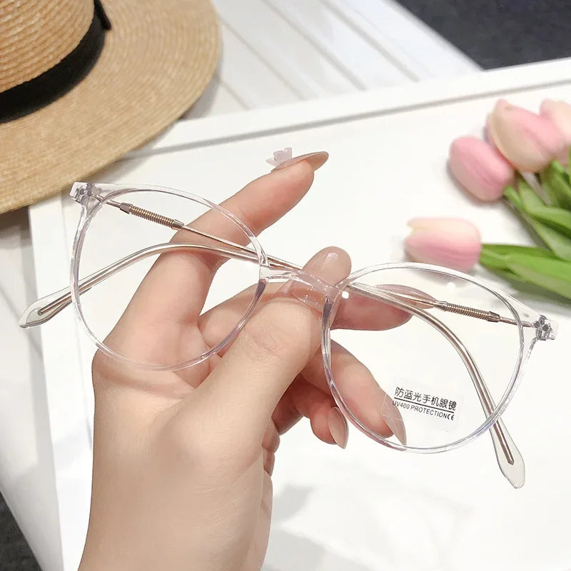 New TR90 Myopia Frames for Men and Women Retro Oval Spring Leg Optical Frames Fashion Hot Sale Glasses Frames Wholesale
