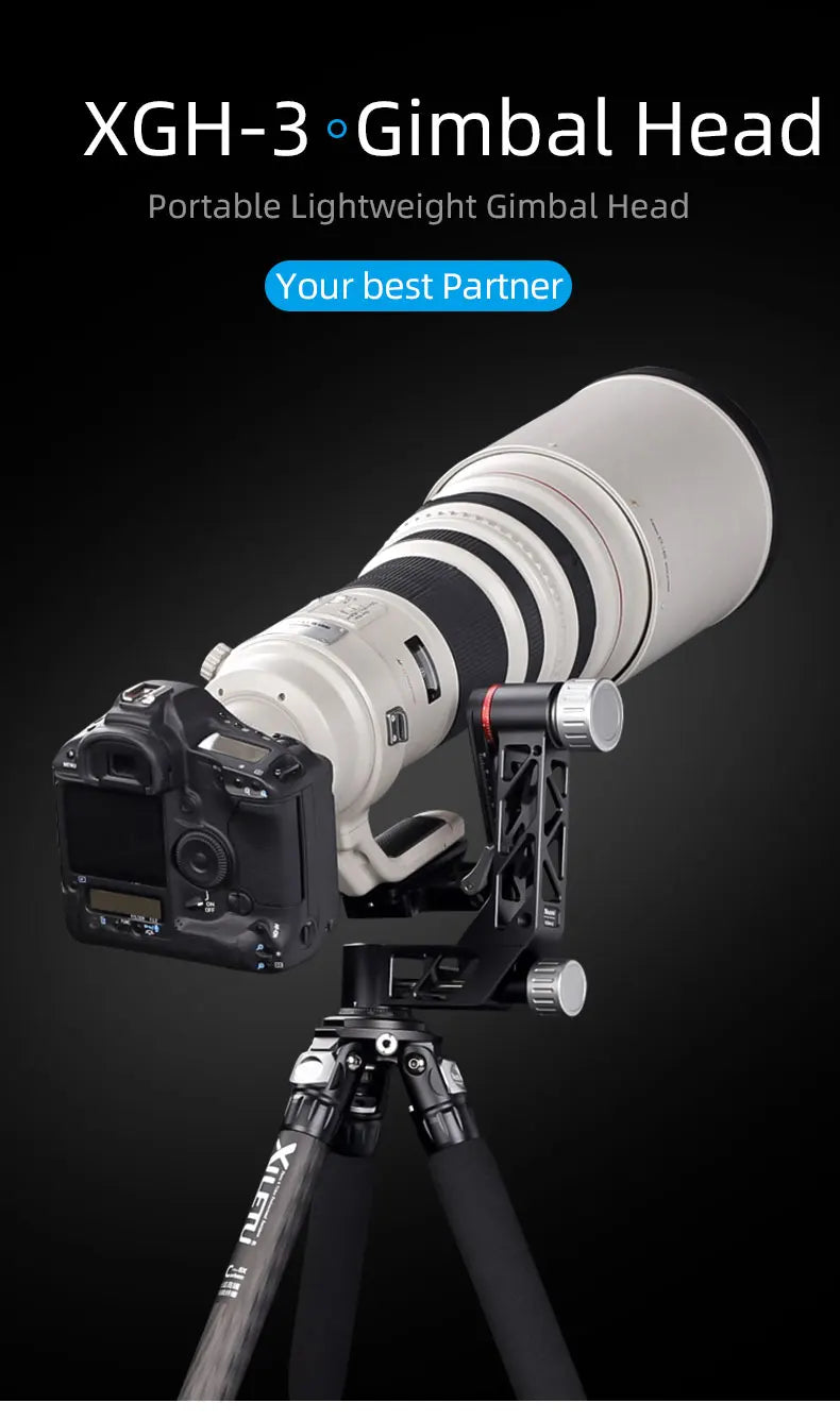 Professional Heavy Duty Gimbal Head 360 Degree Panoramic Gimbal Head Mount for Tripod DSLR Camera Telephoto Lens Tripod Head