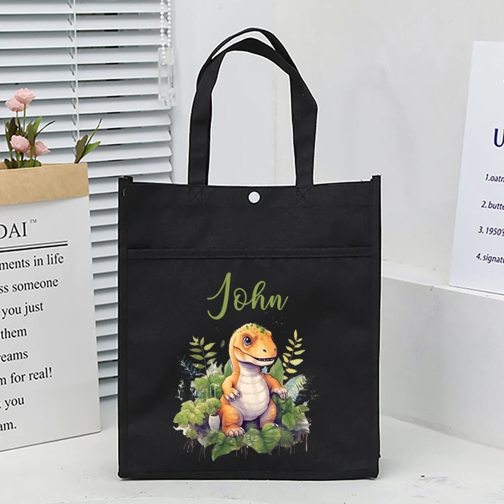 Personalized Kids Library Tote Bags Homeschool Cute Custom Name Reading Books Bag Children School Bag Birthday Gifts for Kids