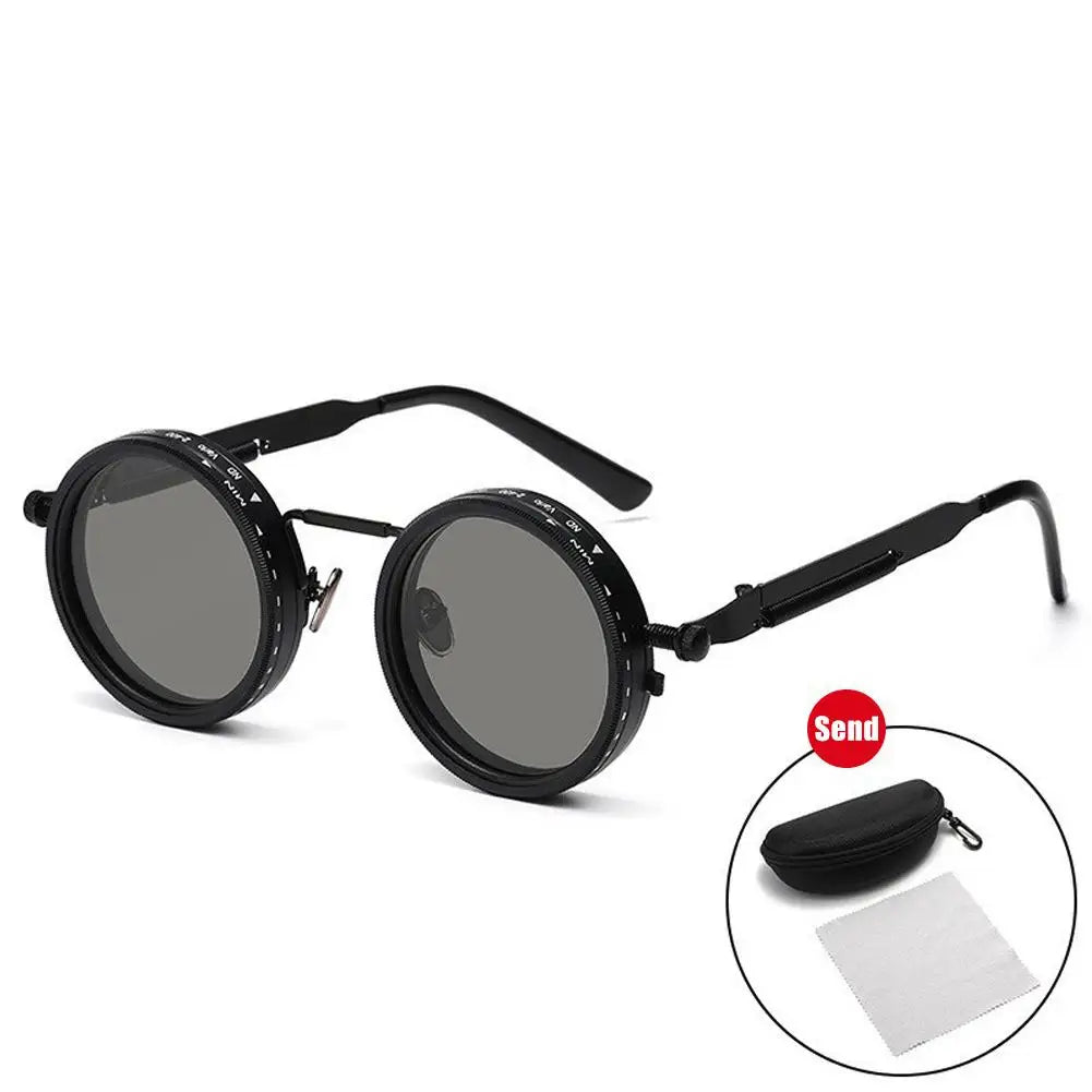 Polarized Round Sunglasses Men ND9 Adjustable Dimming Sun Glasses Women Retro Punk Fishing Eyeglasses Outdoor Shades UV400