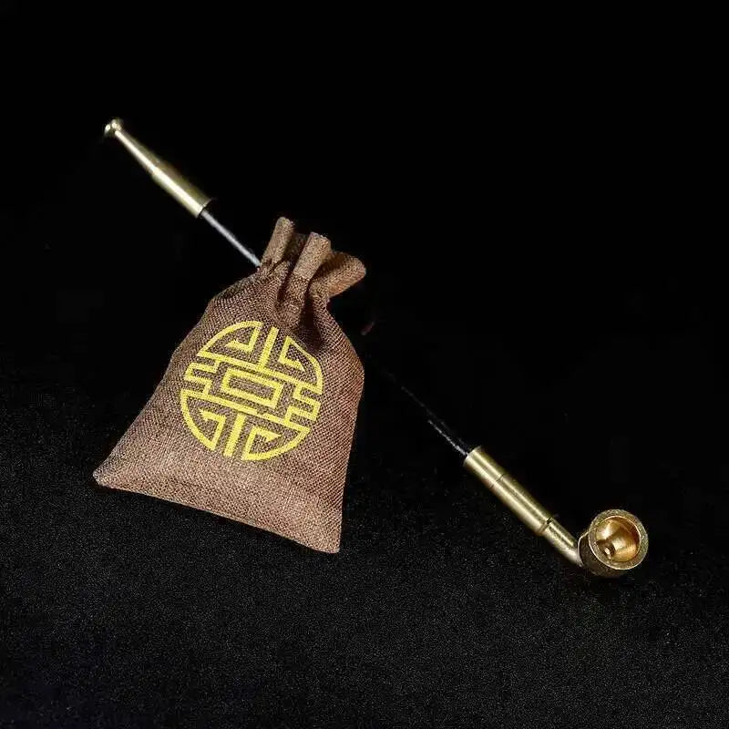 New Long Stem Vintage Tobacco Pipes Agate Cigarette Holder Pipes Smoking With Tobacco Bag Pendant Chinese Girl Accessories