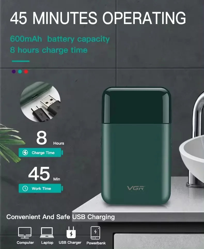 VGR Beard Trimmer Rechargeable Beard Trimmer Professional Beard Shaver Electric Shaver Mini Razor Shaving Machine for Men V-390