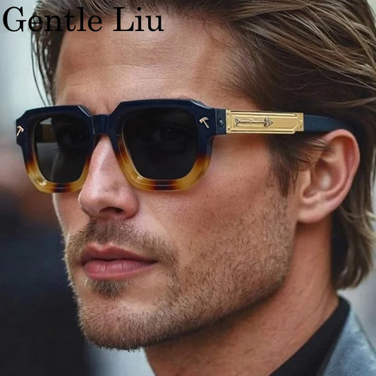 Polarized Square Punk Sunglasses Men 2026 Luxury Brand Classic Vintage Steampunk Sun Glasses For Male Driving Retro Eyewear