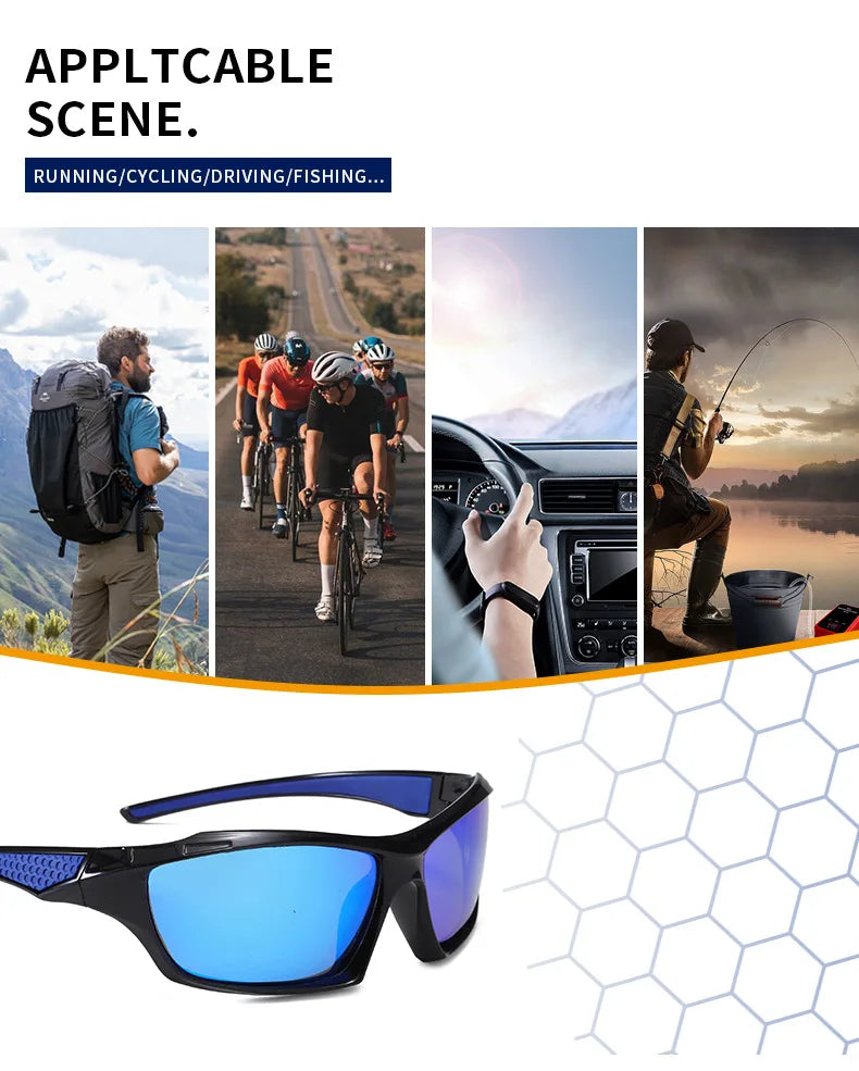 Outdoor cycling Polarized Sunglasses Men Frame Sport Sun Glasses Driver Retro Goggles eyewear go fishing Cool UV400 Anti-Glare