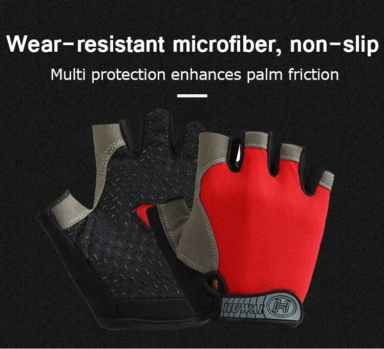 Gym Gloves Fingerless Gloves Anti-Slip Shock-Absorbing Breathable Gloves Sports Gloves for Training Lifting Weight Cycling
