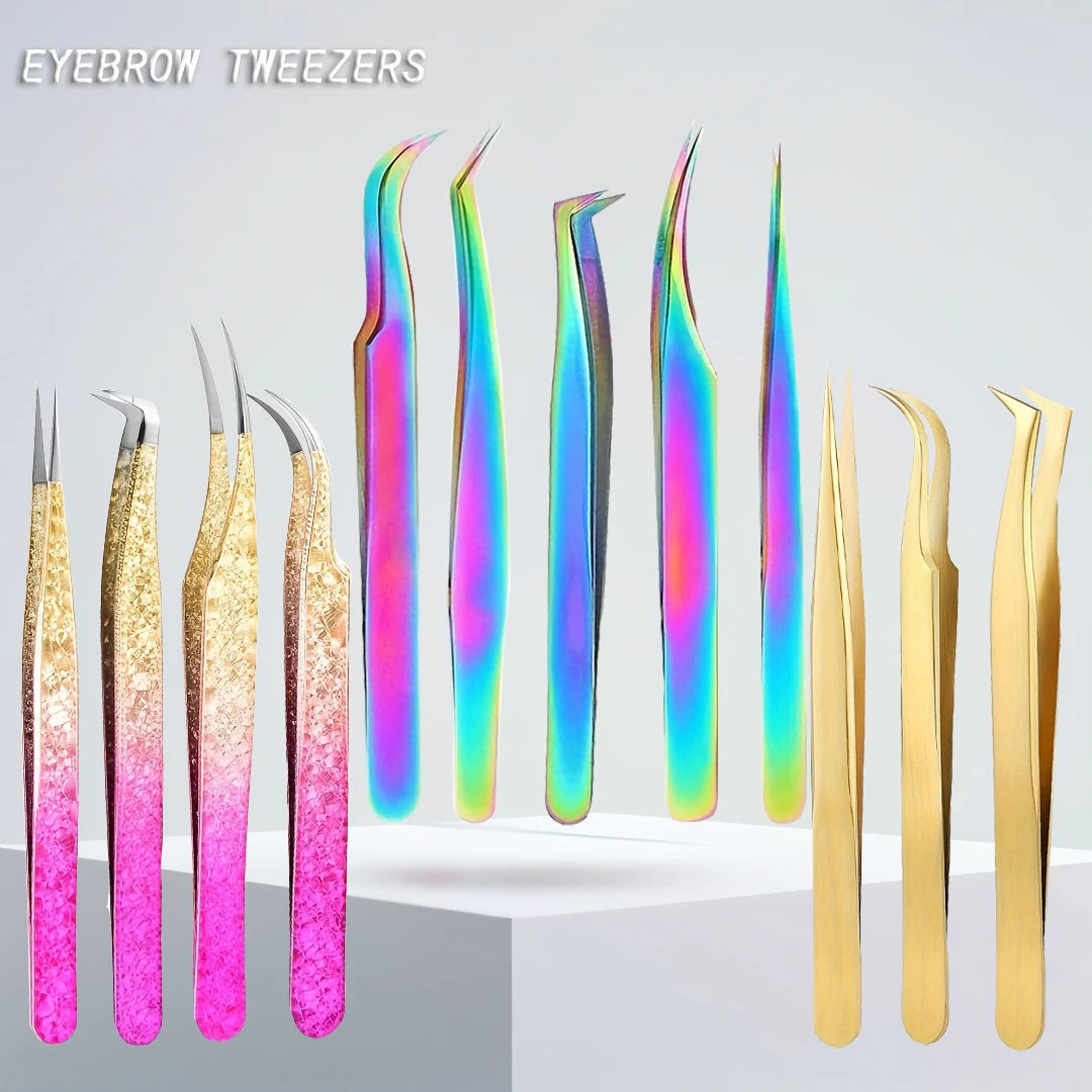 Eyelash Extension Tweezers Makeup Stainless Steel Eyelash 3D accurate Clip Makeup Tools Nail Art Accessories