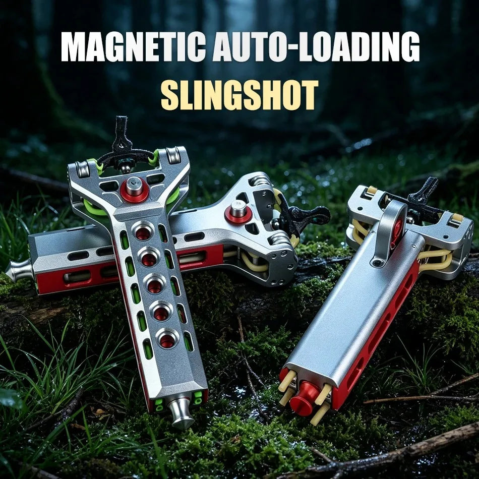 Tactical Slingshots for Adults, Auto Loading Slingshot with Magazine | Aluminum Alloy Material, Precision Rapid Fire, Hunting