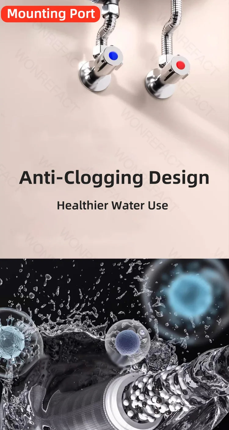 Shower Water Filter Stainless Steel High Pressure PreFilter Water Heater Purifier for Showers Sinks Spin Down Sediment Filter