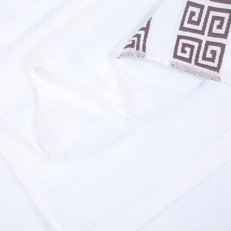 Inyahome Set of 3 Bathroom Cotton Towels Set Embroidered Luxury 2 Hand Towels 35x75cm and Big Bath Towels 70x140cm Washcloth