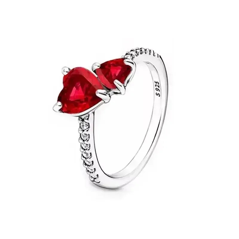 925 Sterling Silver Latest Multiple Colors Sparkling Heart-shaped Ring - Luxurious Exquisite Charm Jewelry Surprise Memorial Gif