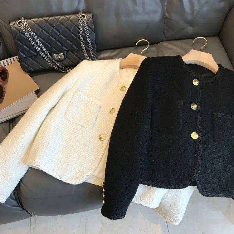 2025 New Early Spring Women's Tweed Suit Short Wool Coat Over Spring Autumn
