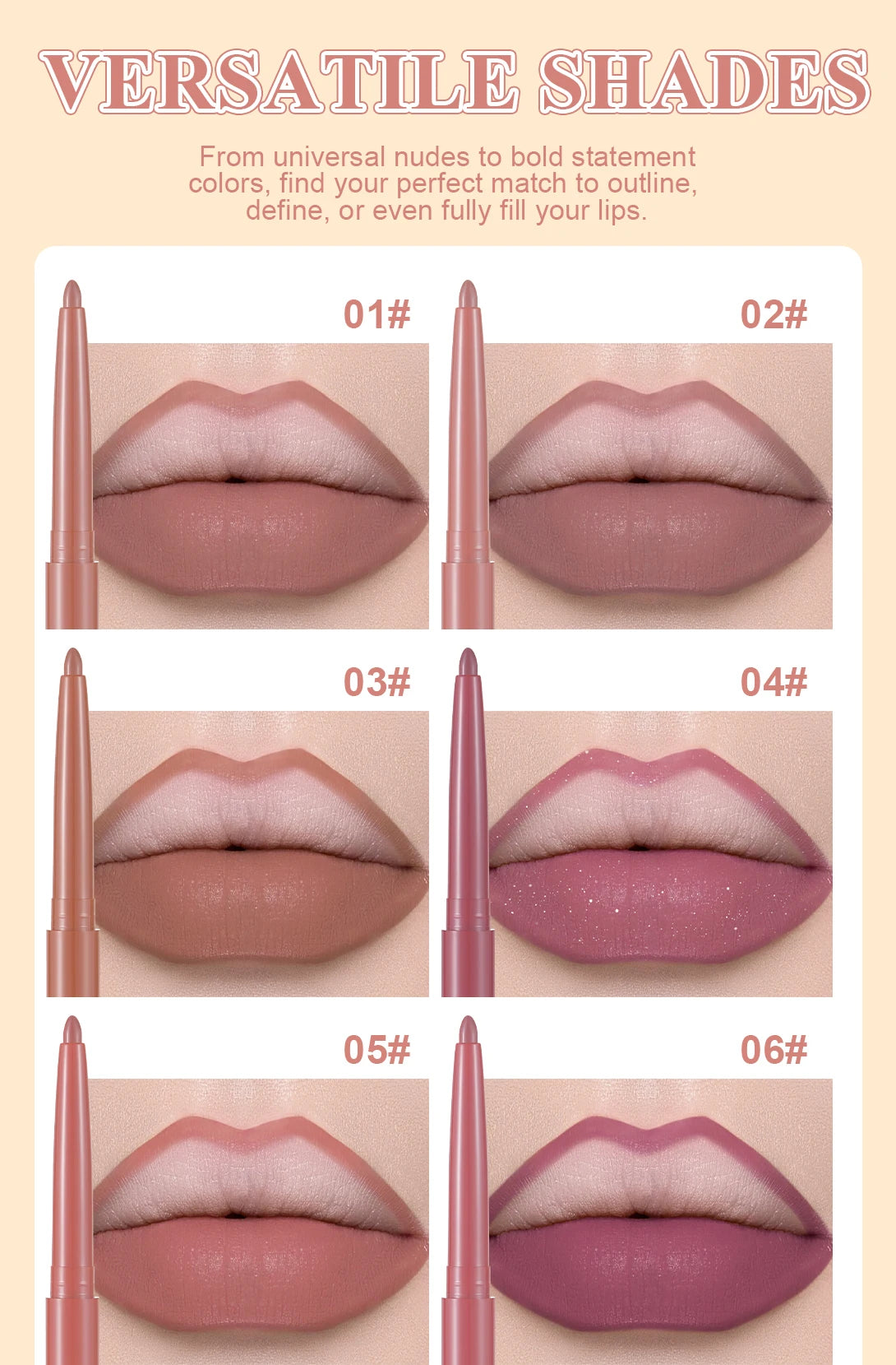 12-Piece Lip Liner Set, Matte, Easy to Outline, Waterproof and Sweat-Proof, Versatile for Daily Use, Long-Lasting, Delicate, Non-Smudging, a Must-Have for Beginners